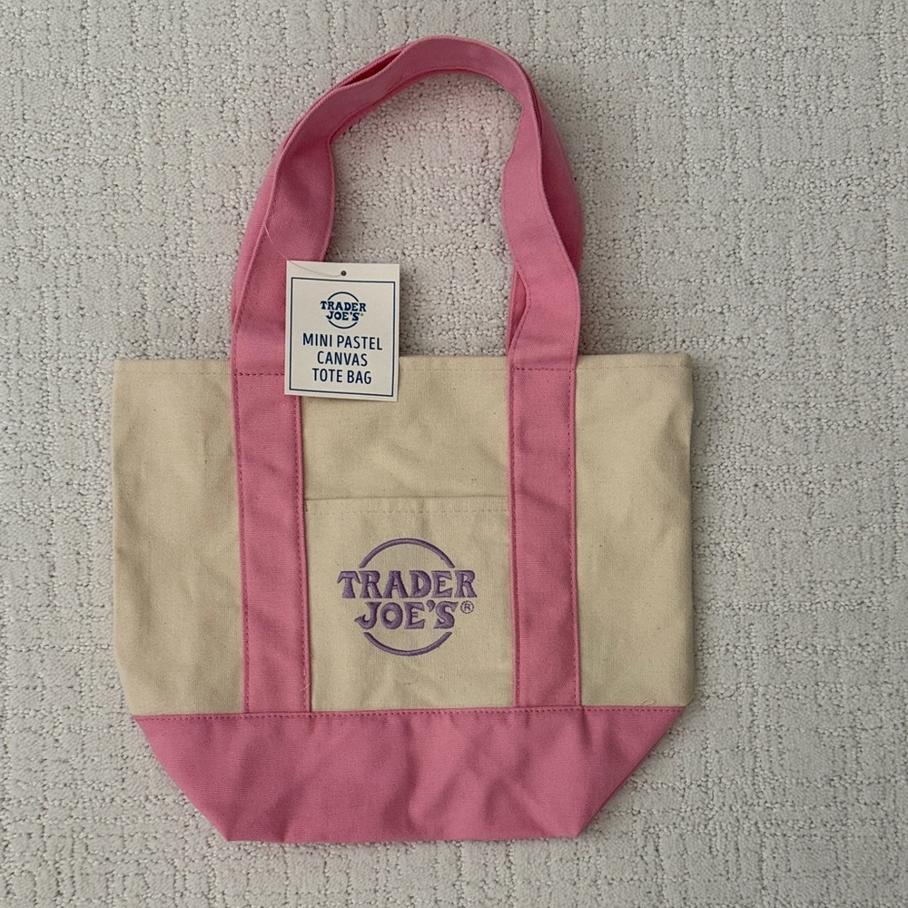 Trader Joe’s Pastel Pink Canvas Mini Tote Bag